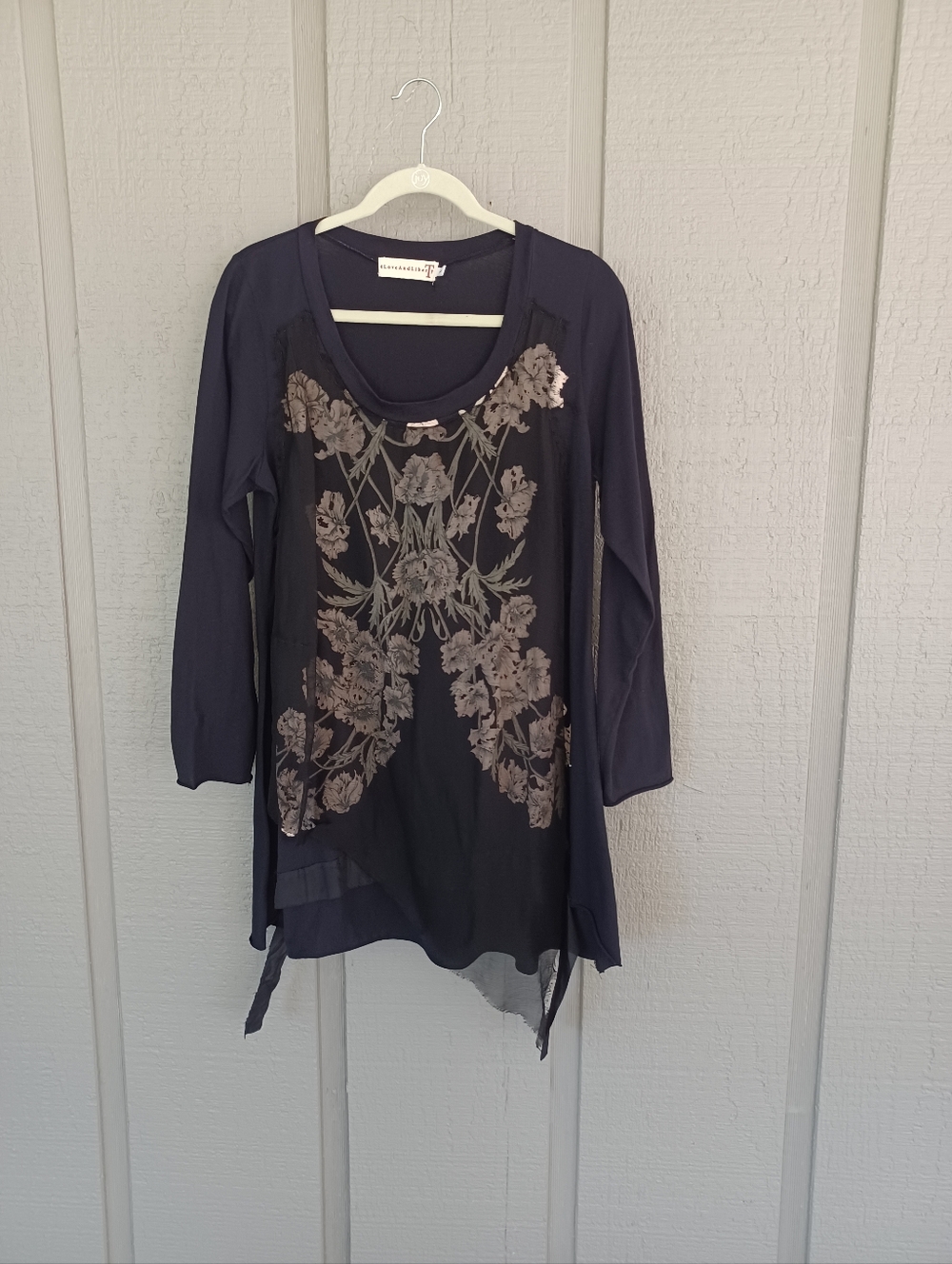 Johnny Was 4 Love and Liberty Floral Tunic Top Size L Boho Long Sleeve Cotton